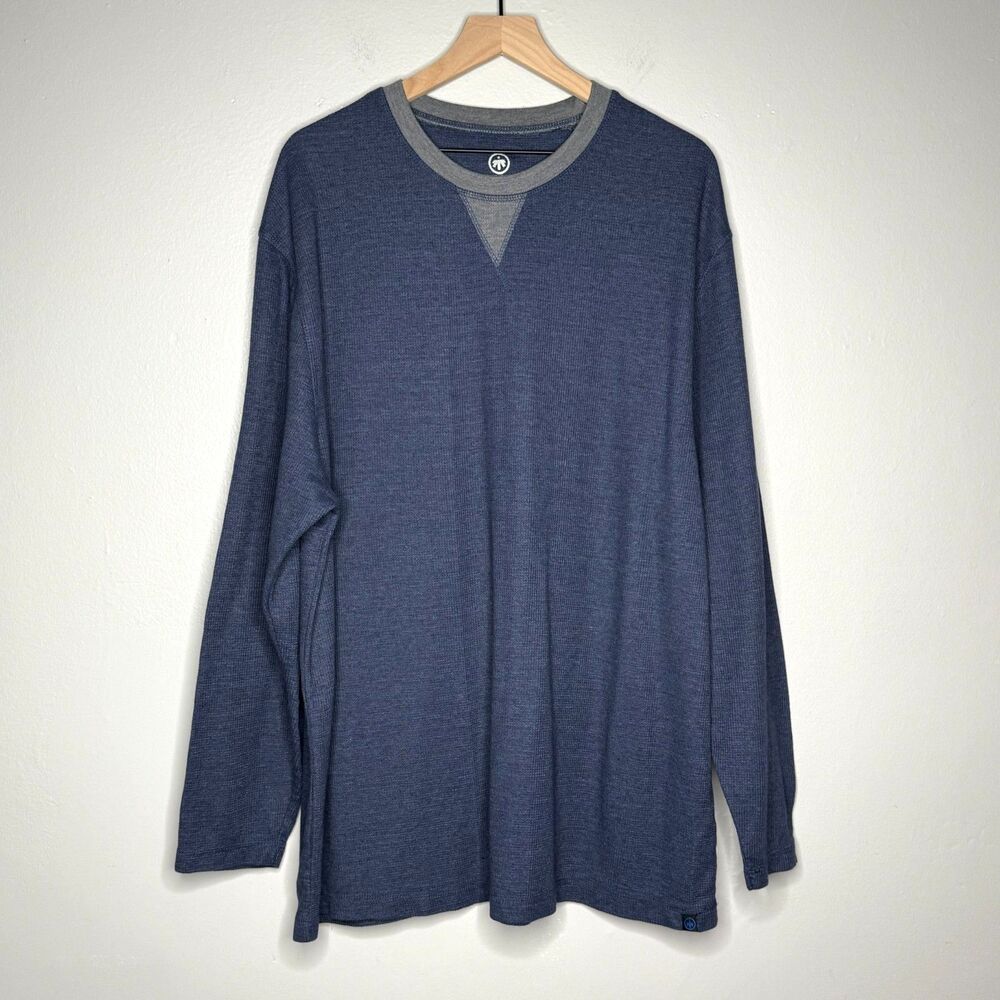 Monument Mens Thermal Shirt 3X Blue Gray Waffle Knit Outdoors Hiking Utility